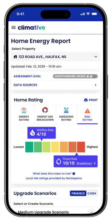 Geosapiens Risk Scores Displayed in the Climative Portal and Application